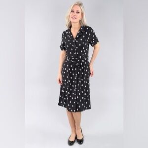 Michael Tyler Abstract Polka Dot Black Dress Small NWT